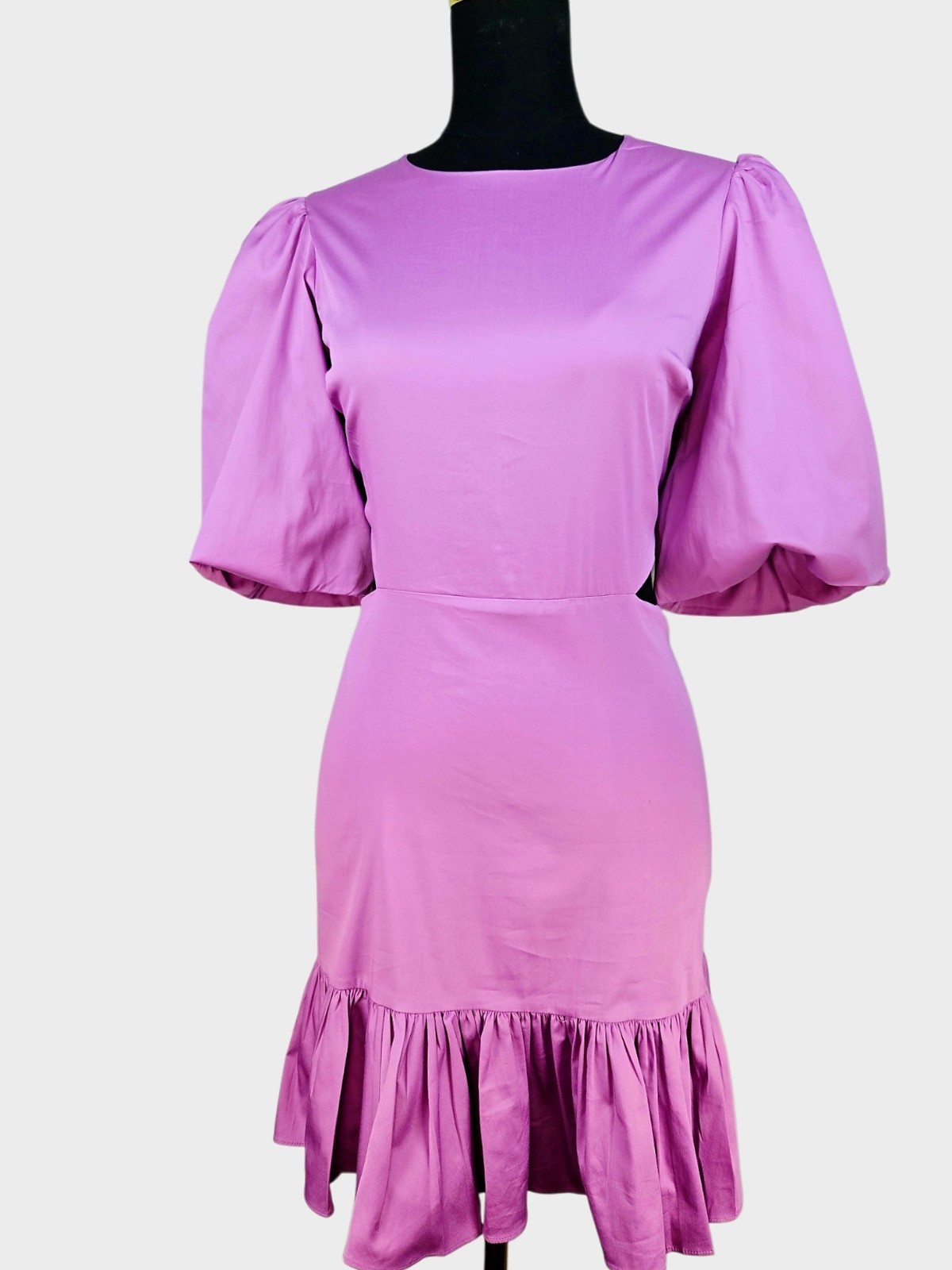NWT $498 Veronica Beard Iker Dress Vivid Orchid Puff Sleeve Cutout Dress 8
