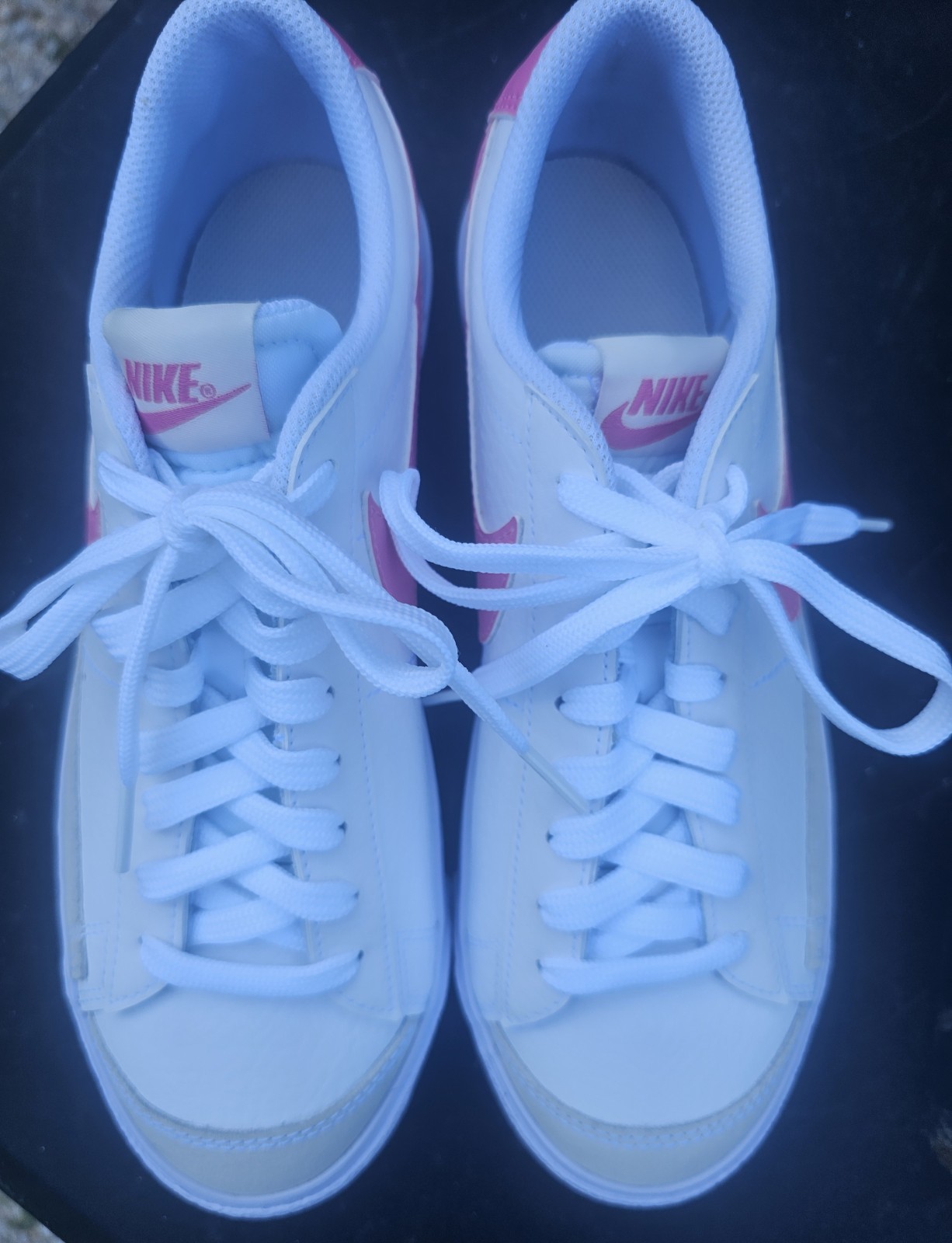 Nike Court Legacy Low Top Leather Sneakers White/Pink Kids US 7Y DA4074-125