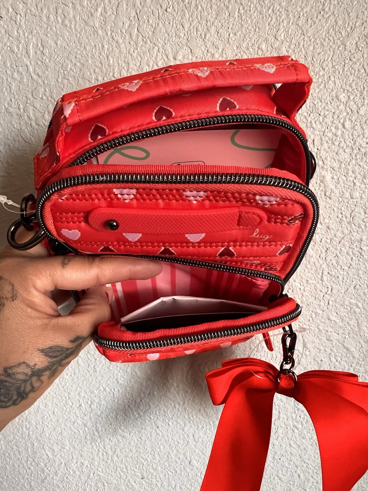 LUG Skeeter Mini Bridge Convertible Crossbody Grab n GO Belt Bag Purse Hearts