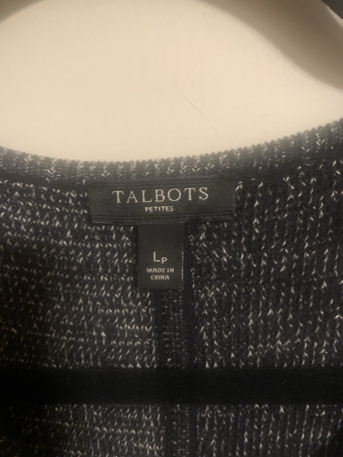 Talbots Petites LP Black/White Marled Mid-Length Full Zip Dress Long Sleeve