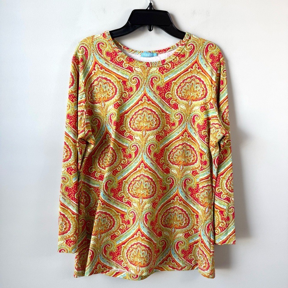 J. McLaughlin Catalina Cloth Damask Print Top L Multicolor