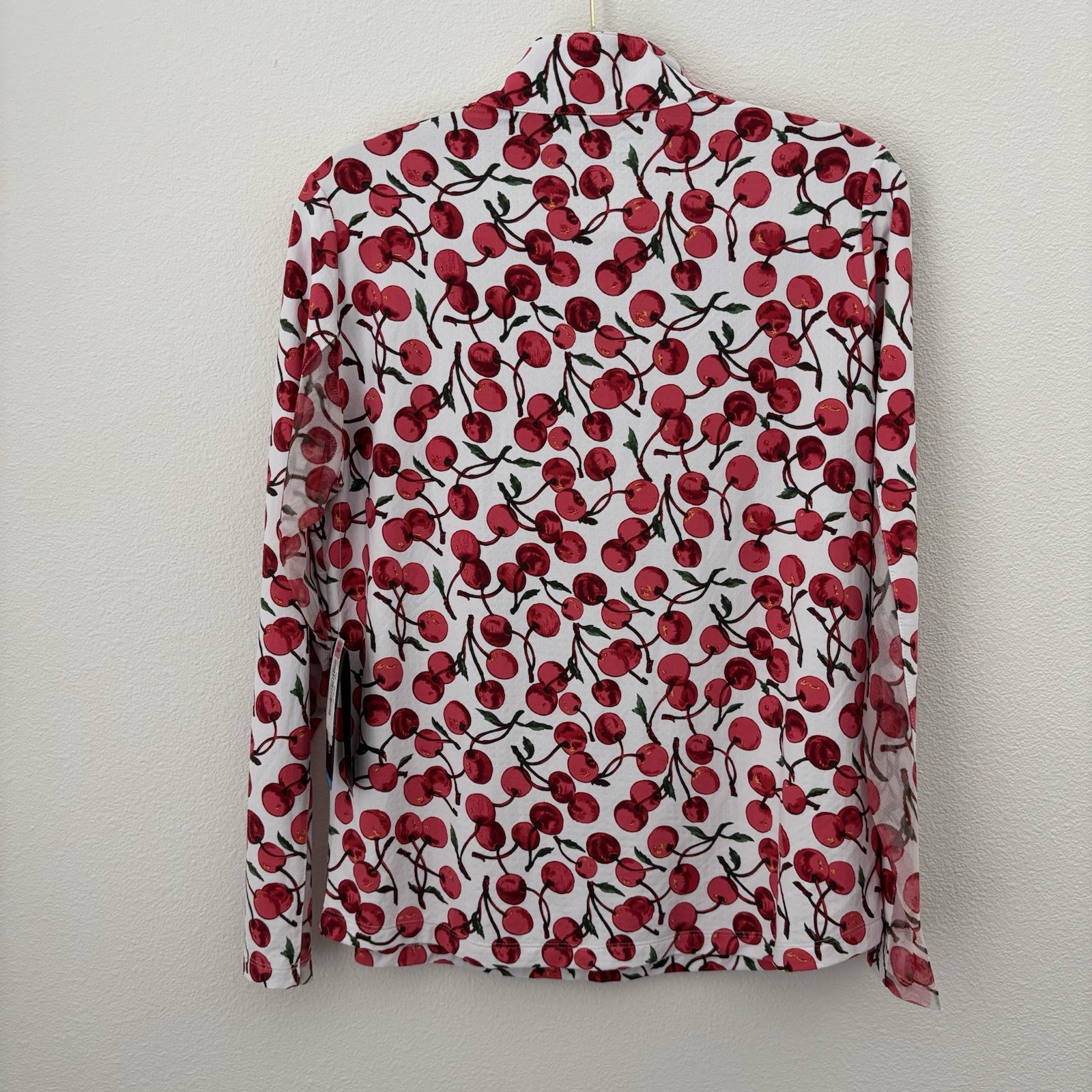 IBKUL 1/4 Zip Pullover Women’s Large Cherry Print UPF 50+ Wicking Cooling NEW