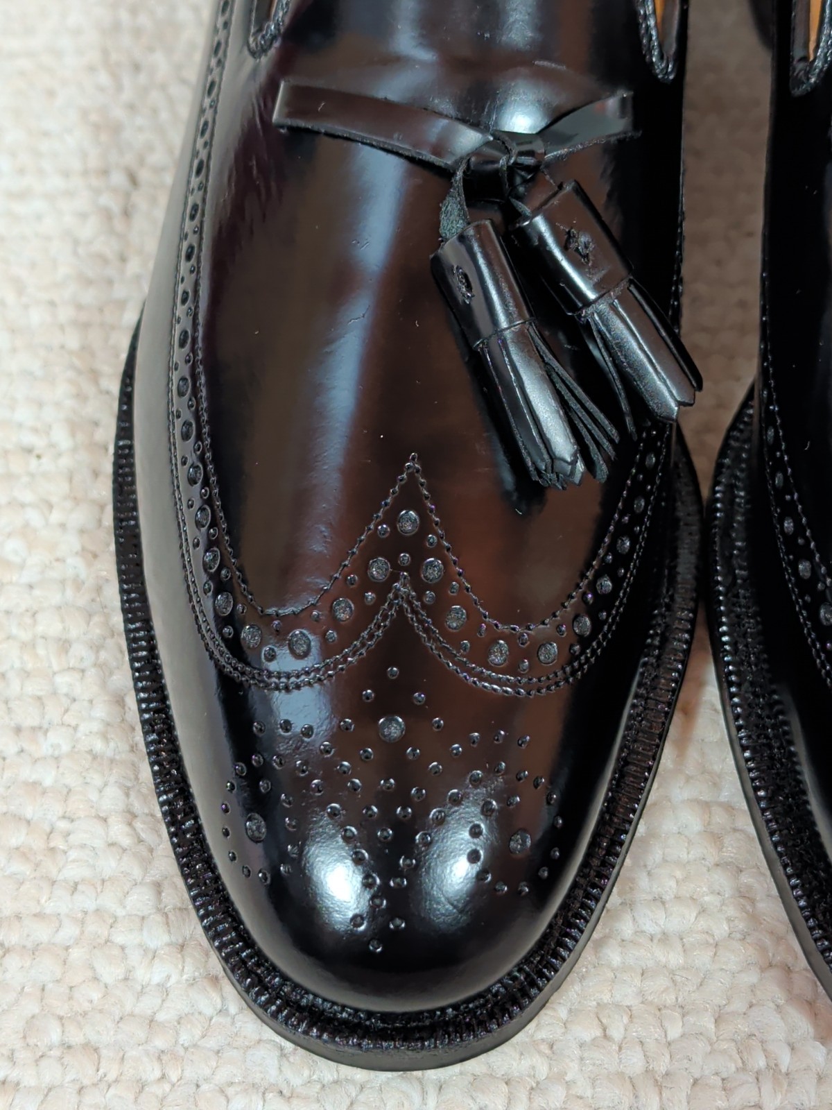 Johnson & Murphy Aristocraft loafer shoes Leather Tassle Black Men’s 10.5 A/3A