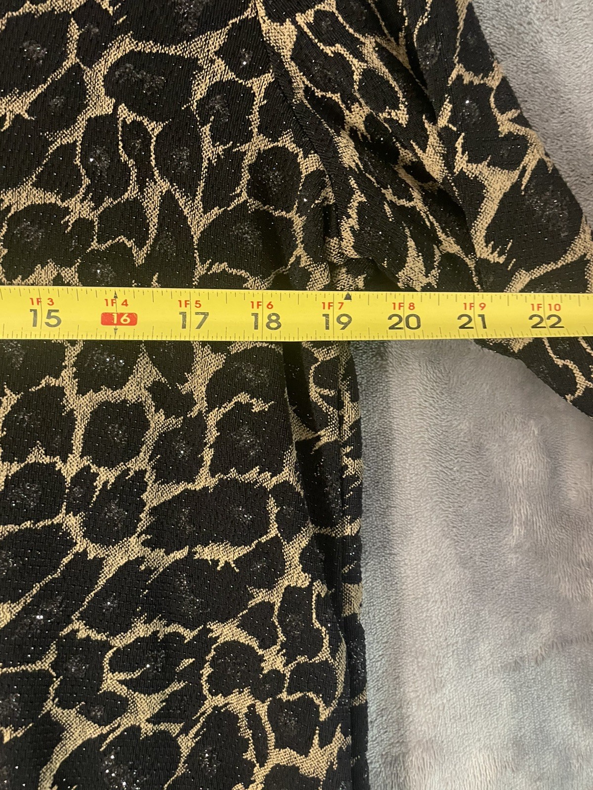 CONNECTED APPAREL CARDIGAN ATTACHED TOP Sparkle Black Tan Size L