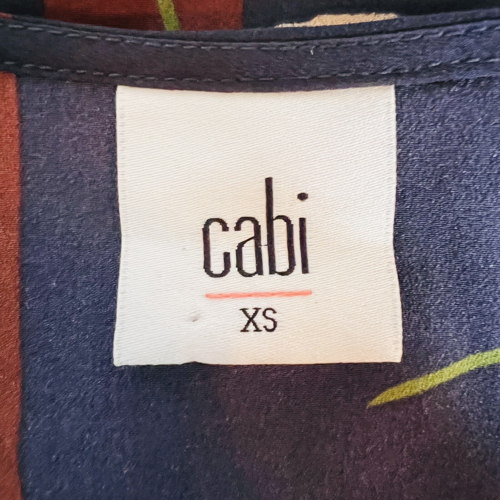 CAbi Scroll Top #3600 Sleeveless Blouse Navy Burgundy Stripe Size XS