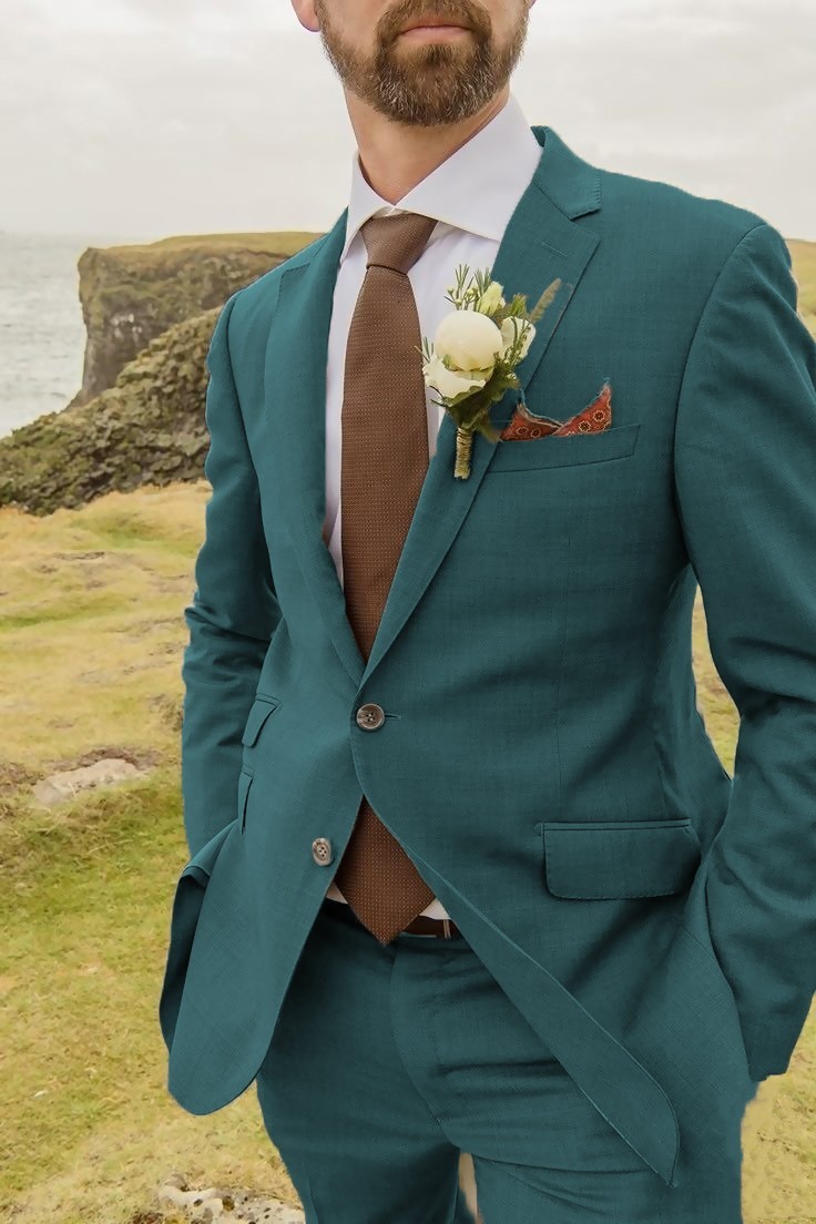 Wedding Groom Men’s 2Pcs Suits Notch Lapel Jacket Multicolor Formal Party Coat