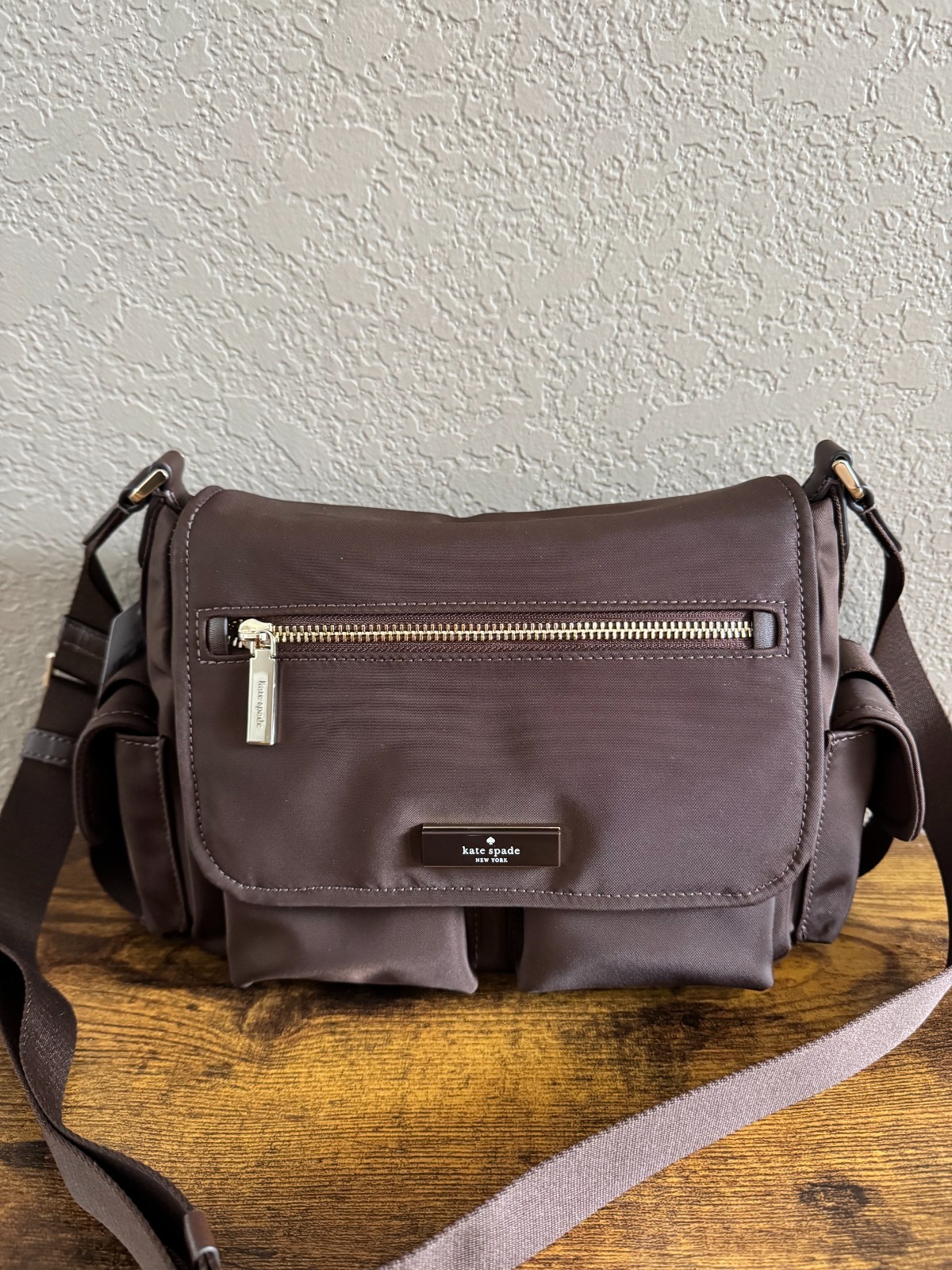 NWT Kate Spade Carter Cargo Messenger Bag Many Pockets in Hot Fudge Crossbody