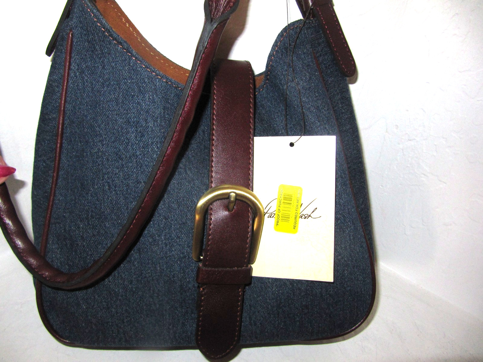Patricia Nash Verretto Adjustable Shoulder Bag Dark Denim Stone washed blue