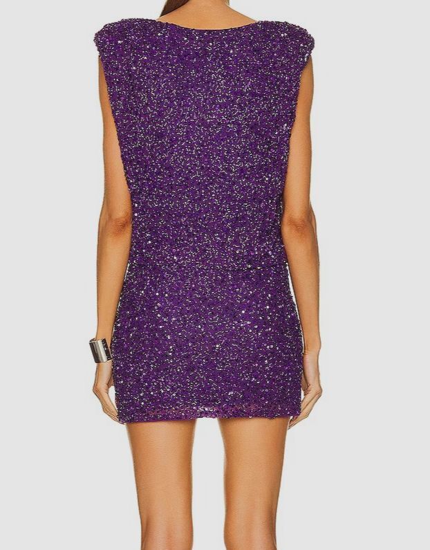 $775 Retrofete Women’s Purple Carnegie Embellished Tulle Mini Dress Size S