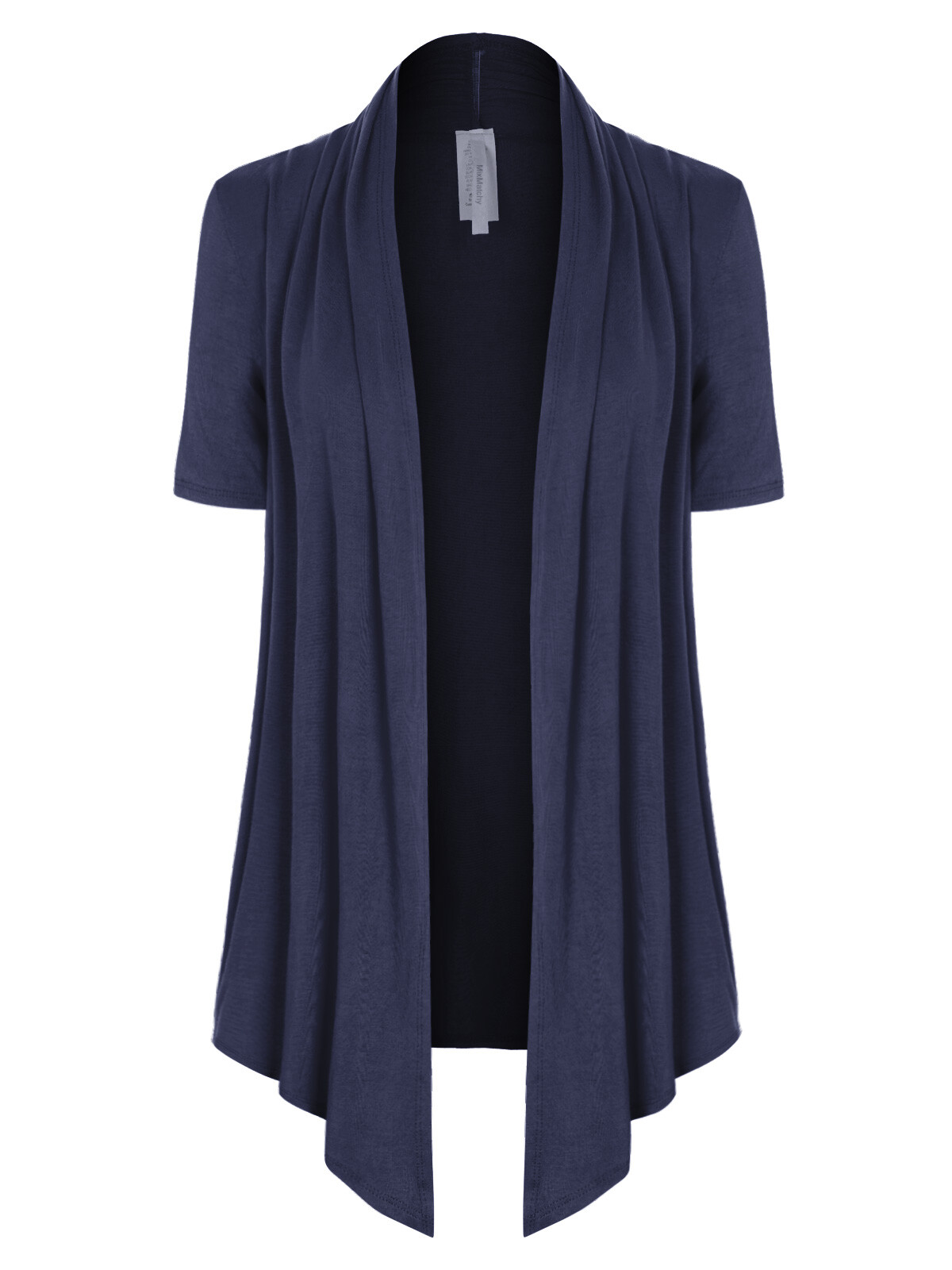 MixMatchy Solid Jersey Knit Short Sleeve Open Front Draped Cardigan