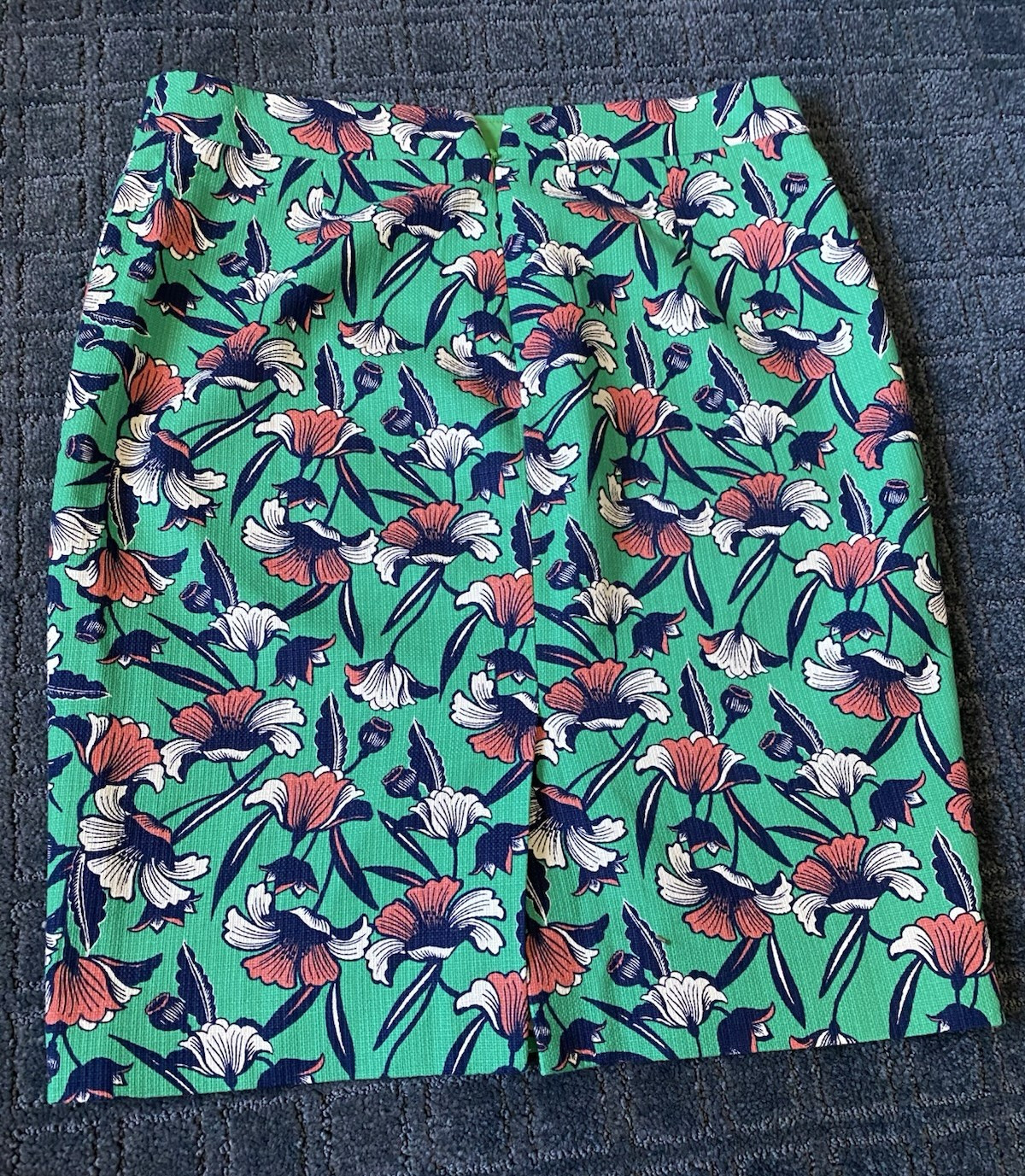 J.CREW Green Multicolor Floral A-Line Short Skirt Lined Zip Twill Size 2