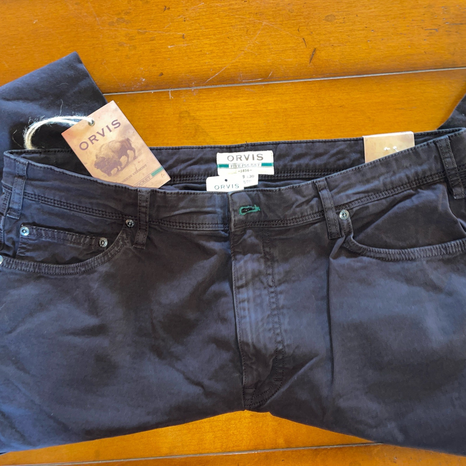 Orvis Mens 38×30 Bark/brown Five Pocket Stretch Twill Pants