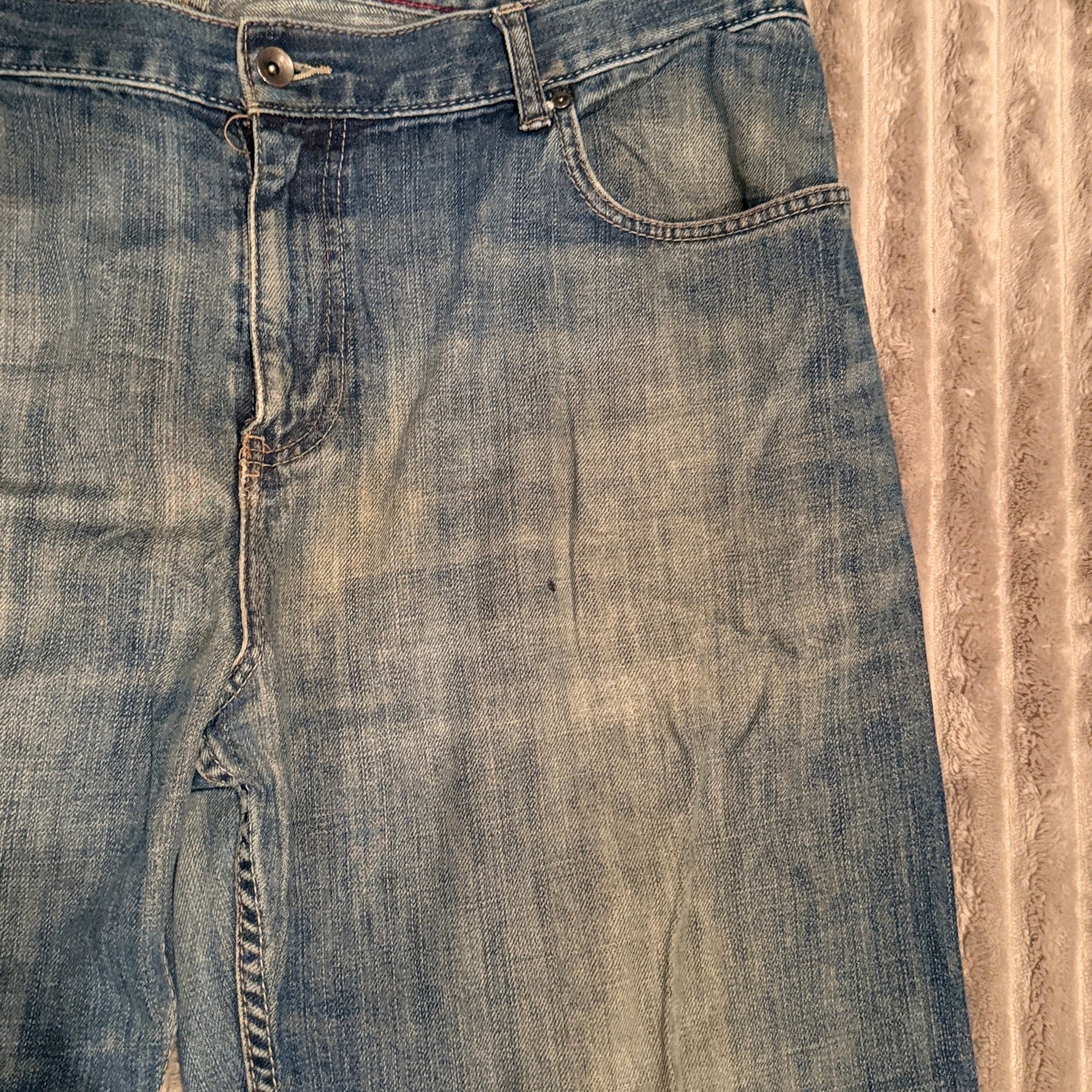 Old Navy Loose Fit Jeans Men’s 40×32 Light Medium Wash Distressed Blue Denim