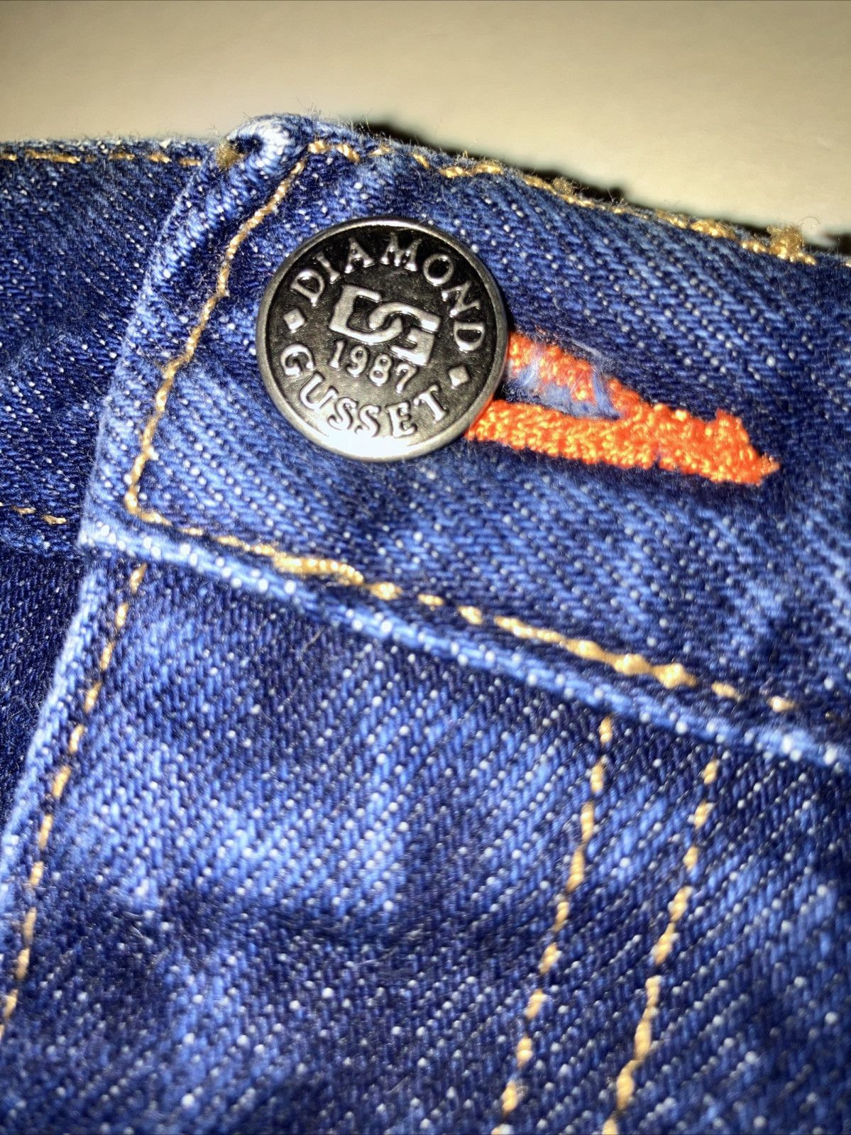 DIAMOND GUSSET Jeans Mens 36×27.5in Blue Denim Dungarees 🇺🇸Made in USA