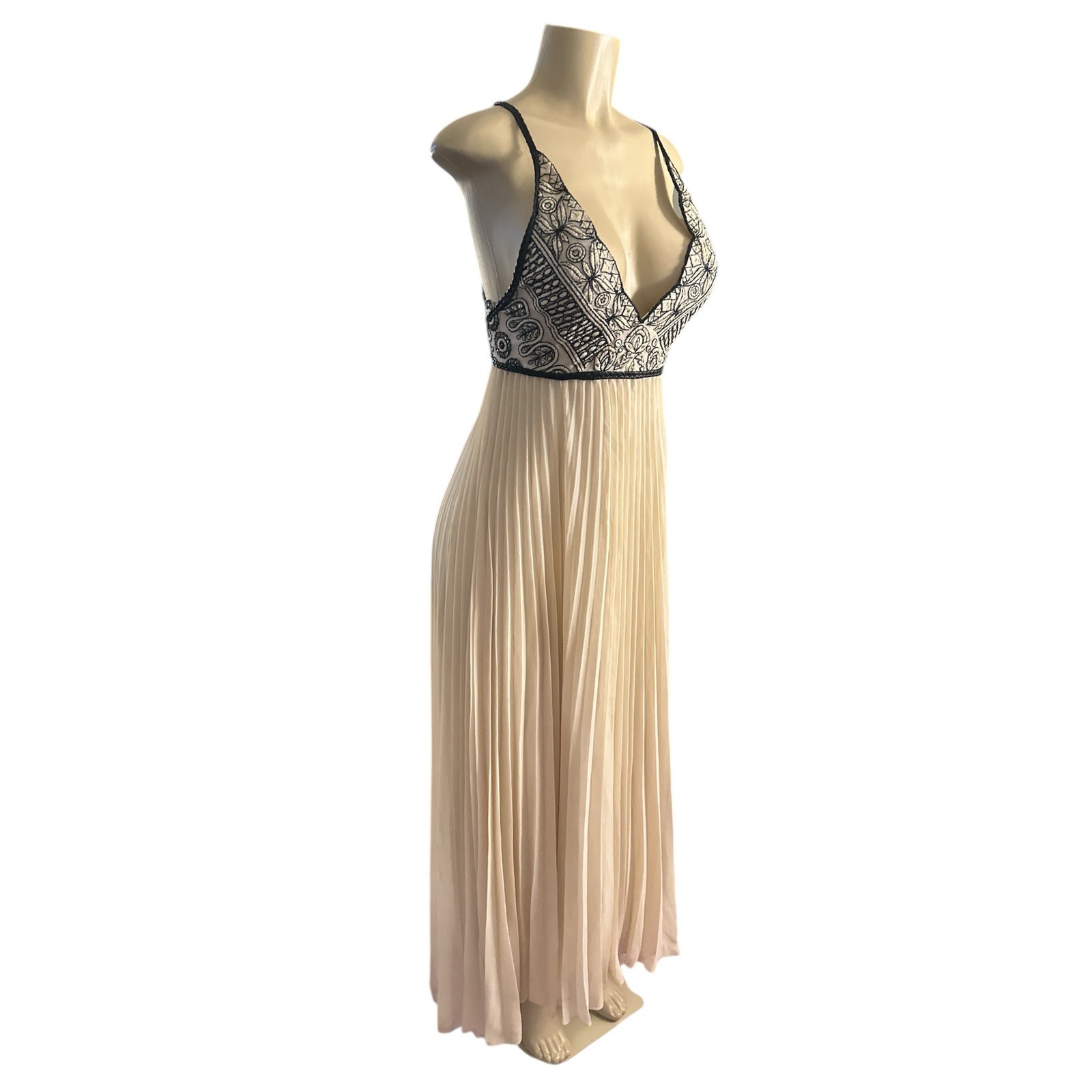 2 Free People Belle of the Ball Pleated Gown Maxi Dress Embroidered Sequin Tea