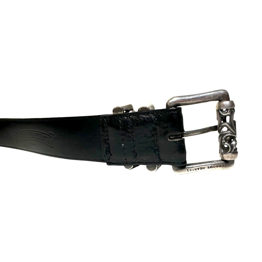 Rare ◇ Chrome Hearts BLT ROLLER 3-Piece Celtic Belt (Black/Silver) for Men