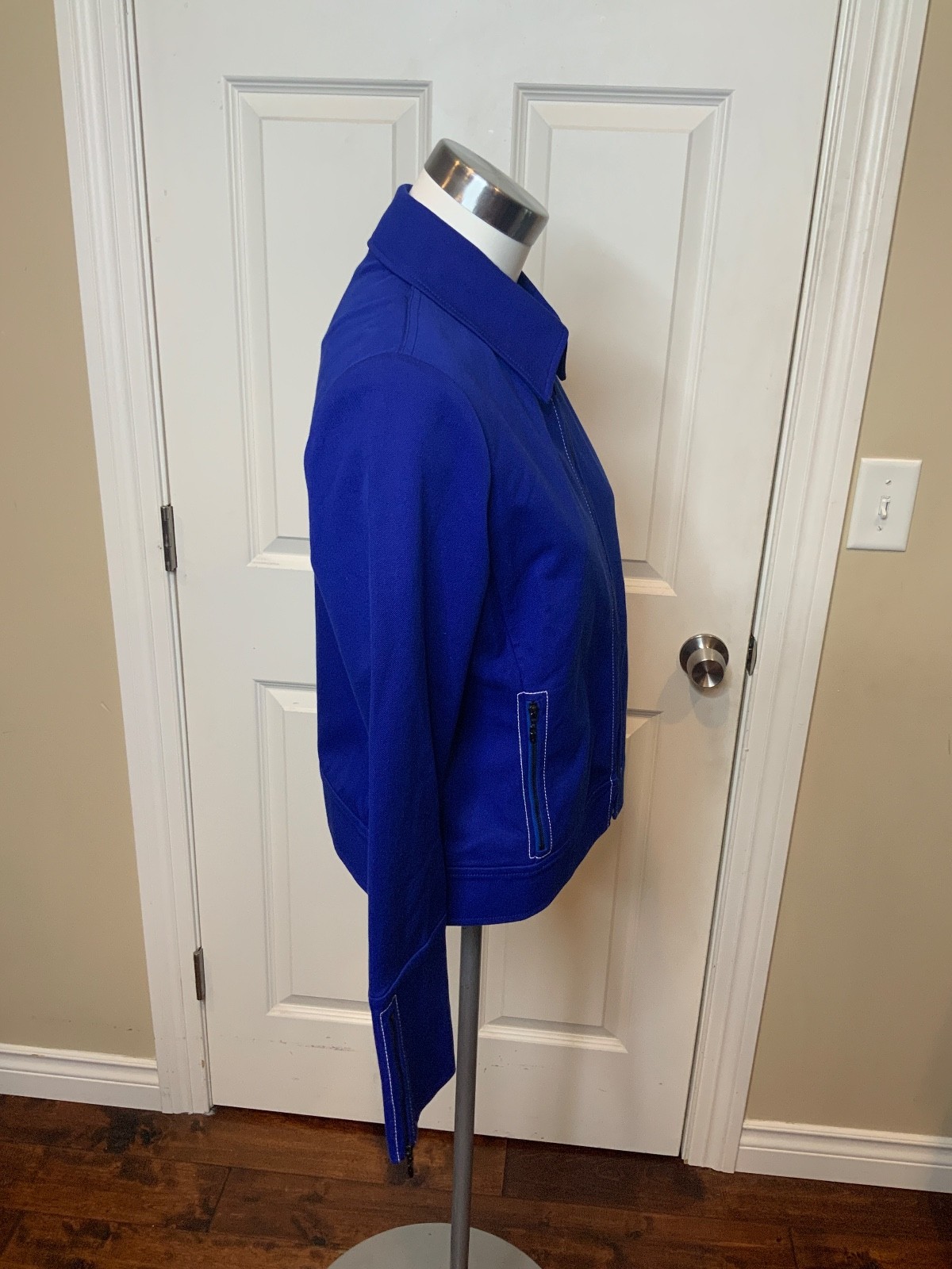 St. John Marine Blue Zip-Up Jacket, Size P, NWT!