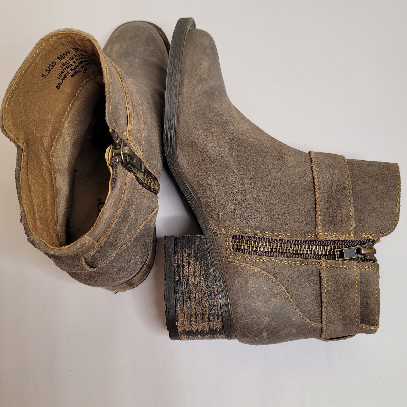 Born Morocco Distressed Tan Rugged Boho Leather Ankle Boots Size 5.5 EU 35