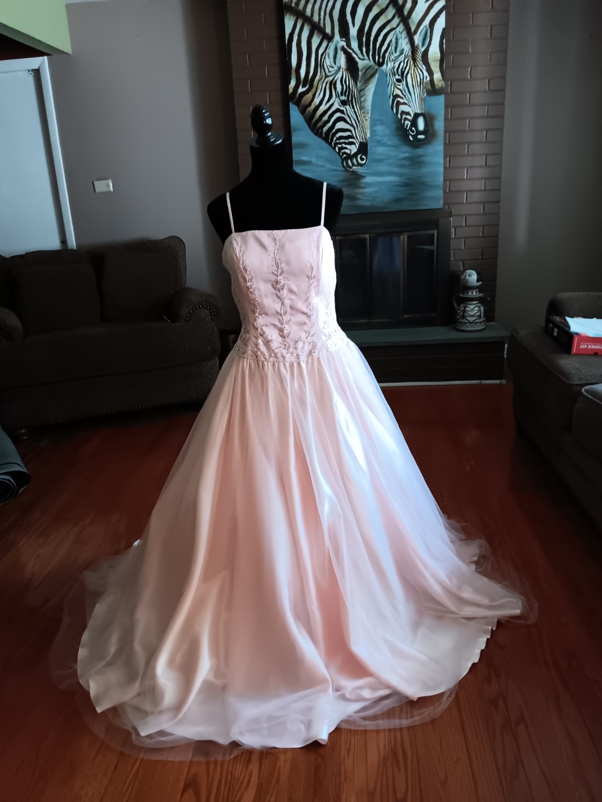 Forever Yours Blush Pink Spaghetti Straps Ball Gown size 12