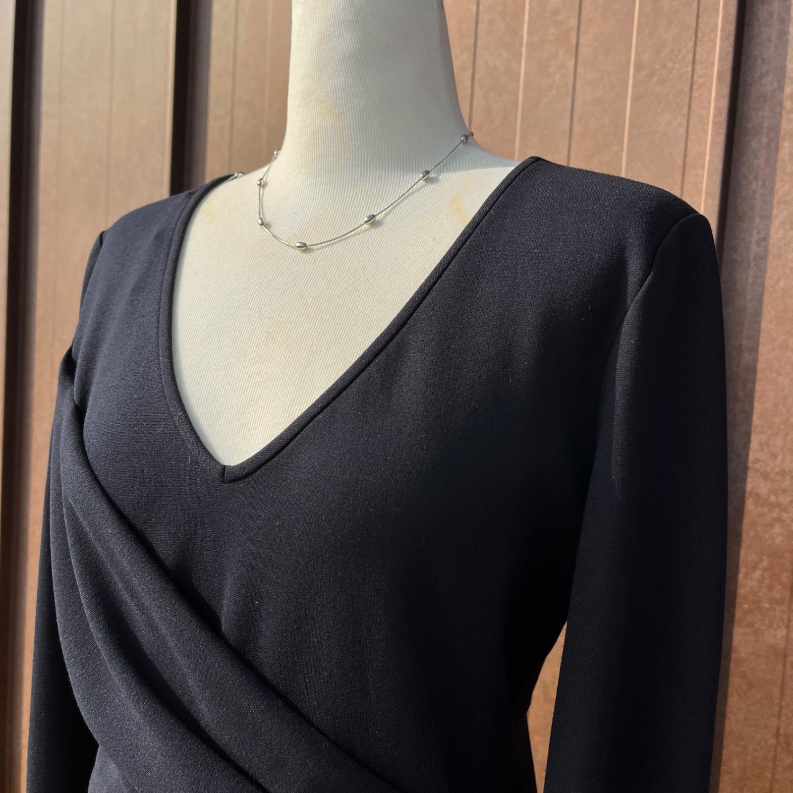 Giorgio Armani Black Draped Midi Dress Made in Italy IT44