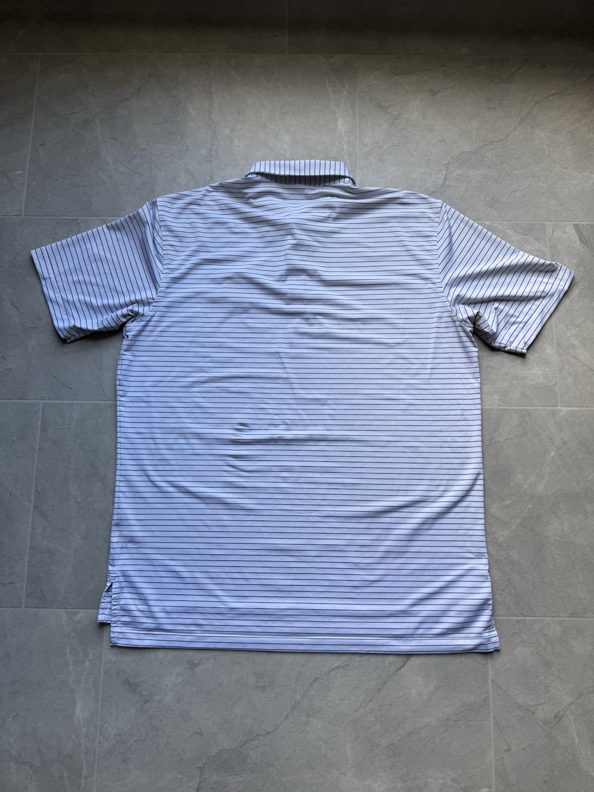 Peter Millar Summer Comfort Men’s L White/Blue Striped Ryder Cup Polo Stretch