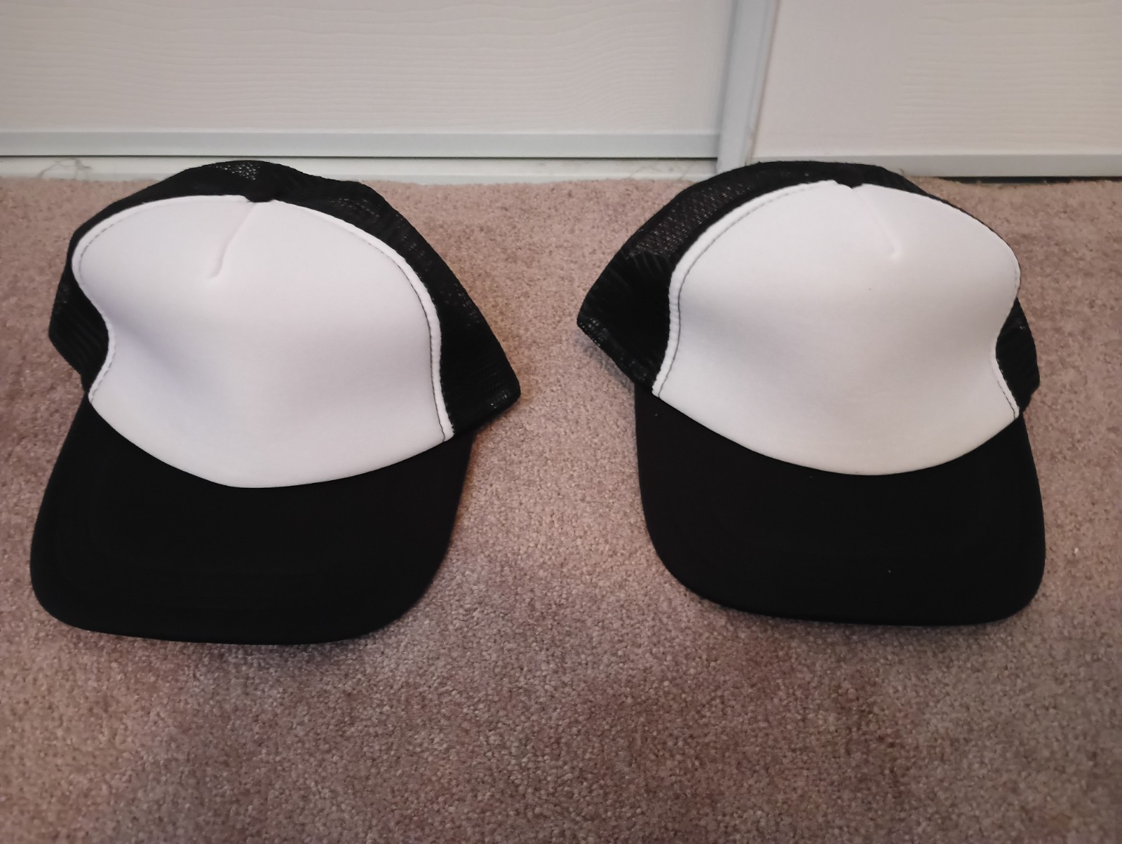 Trucker Hat Foam Mesh Baseball Cap Snapback Adjustable Plain Solid – Set of Two