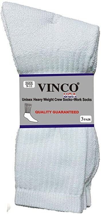New Lot 12 Pairs Men’s Solid White Sports Cotton Crew Socks USA Long Size 9-11