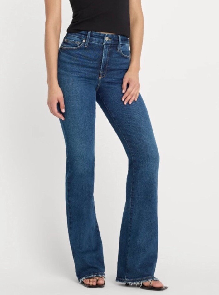 Good American Soft Tech Good Classic High-Rise Bootcut western Jeans Stretch 12