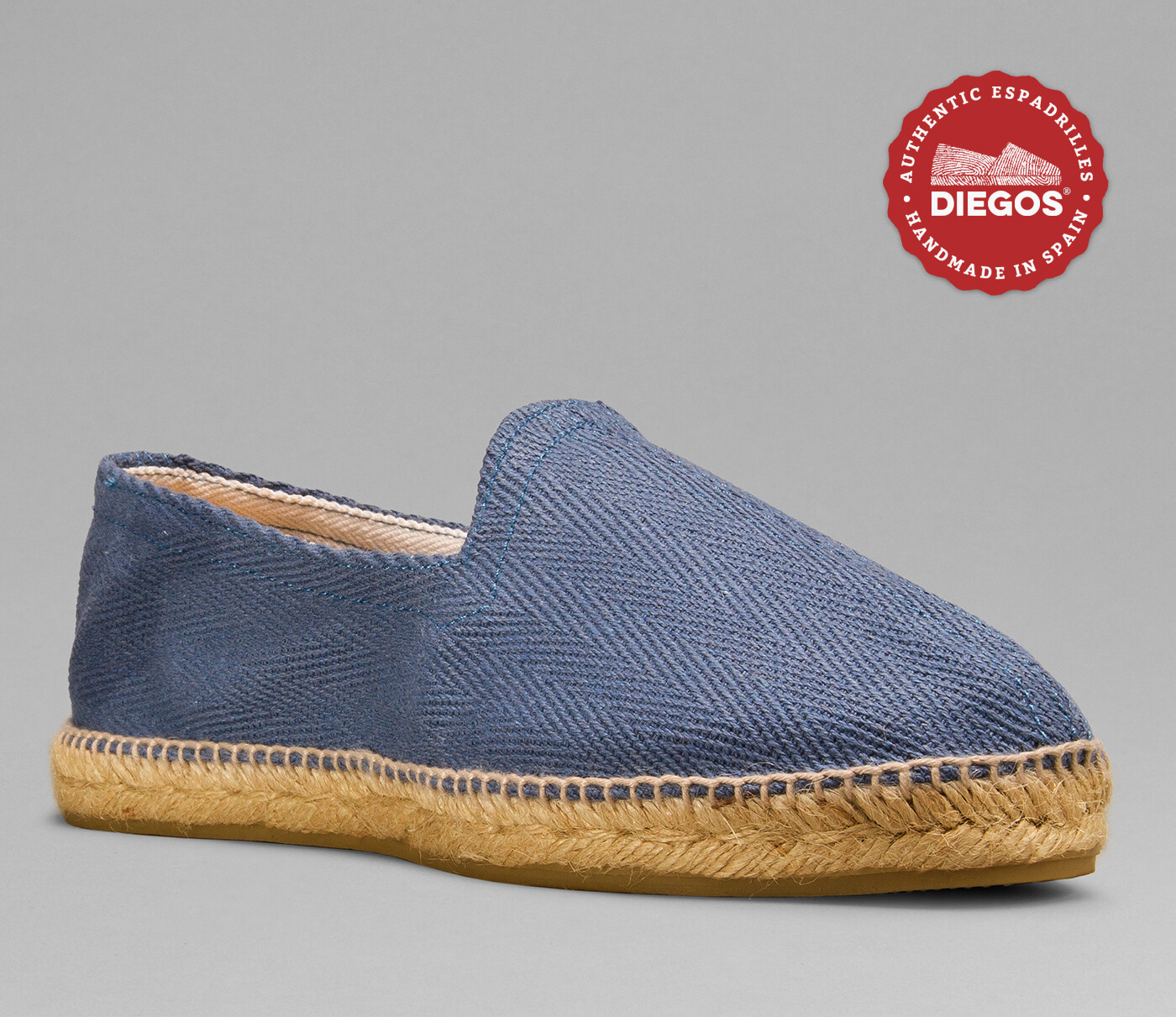 Diegos® French style blue herringbone espadrilles shoes for men, Made in Spain