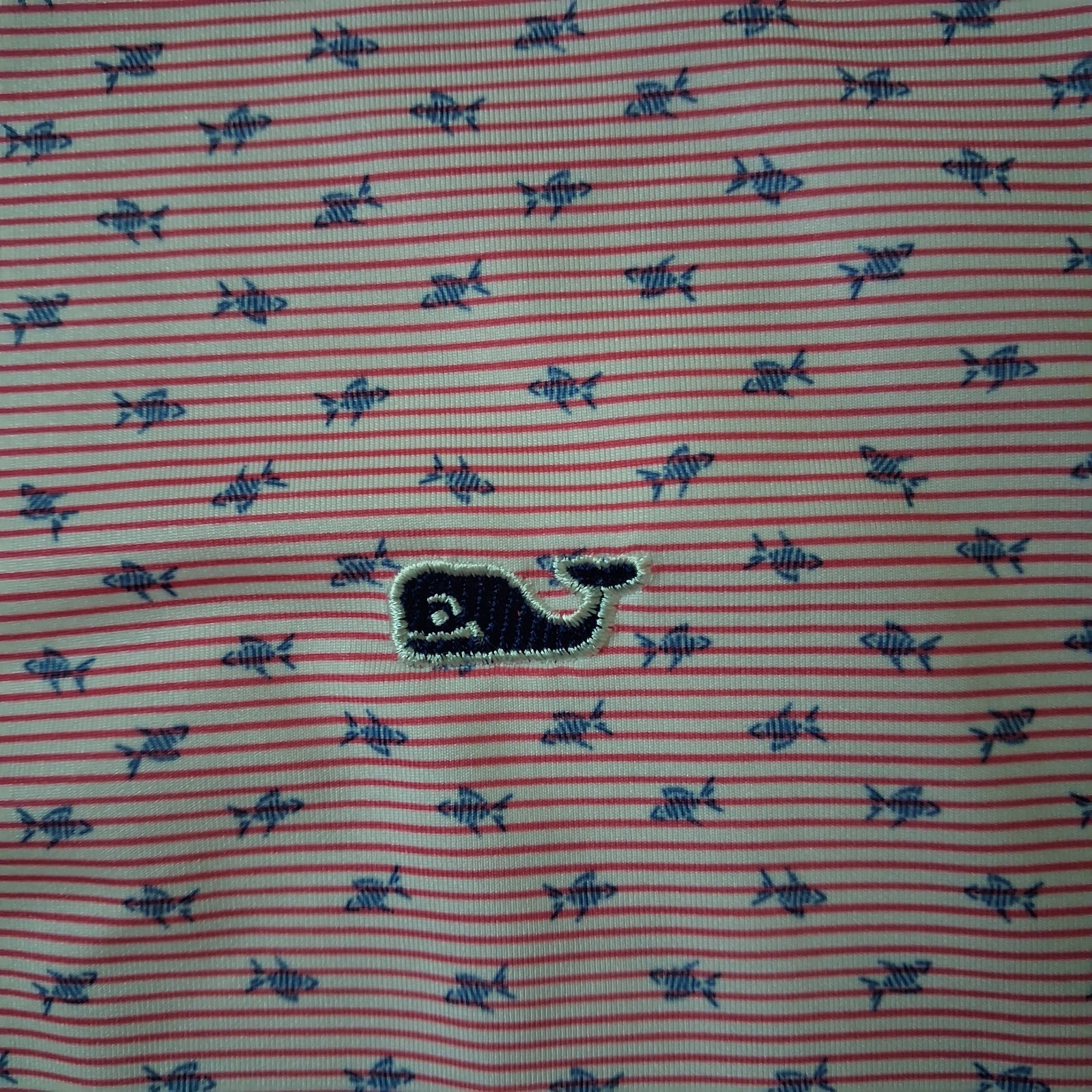 Vineyard Vines Performance Polo Shirt Mens XS Red Stripe Whale Golf Stretch