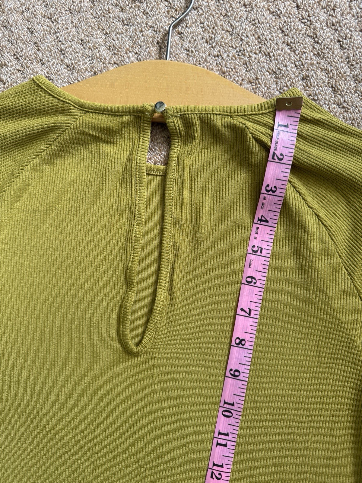 H&M Khaki Green Ribbed Jersey Tunic With Button Detail. Uk Size Large