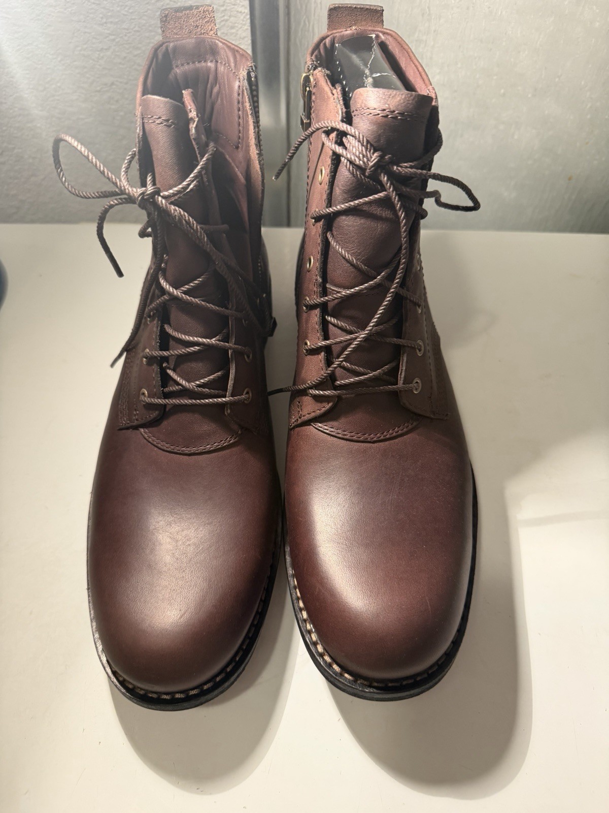Timberland Earthkeepers Brown Leather Ankle Boots Lace-Up Zip Round Toe US 8.5M