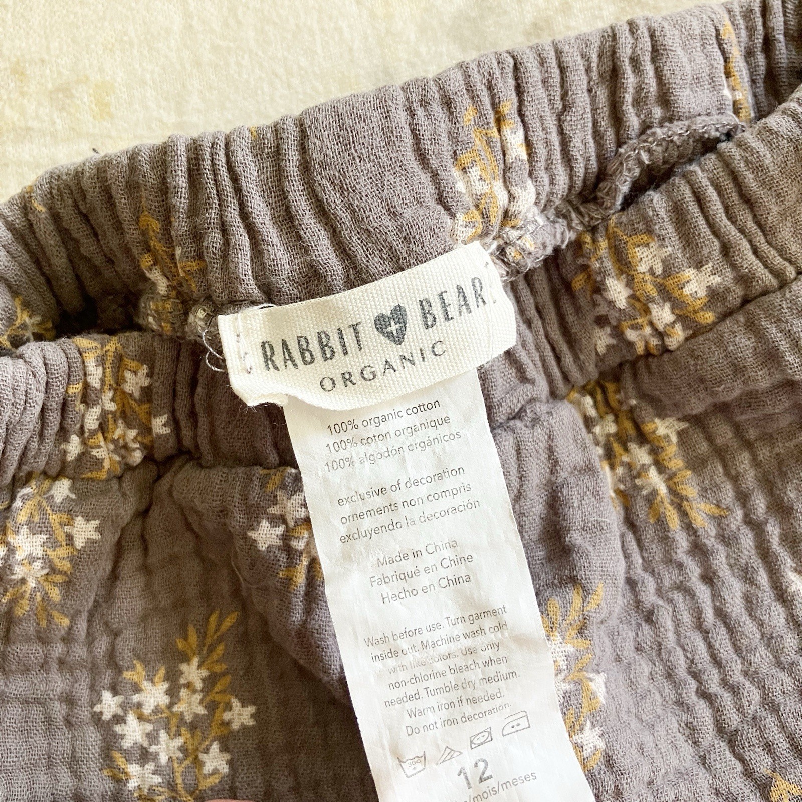 Rabbit Bear Organic 12 Mos Skort 100% Organic Cotton Floral Print Gauze Ruffle