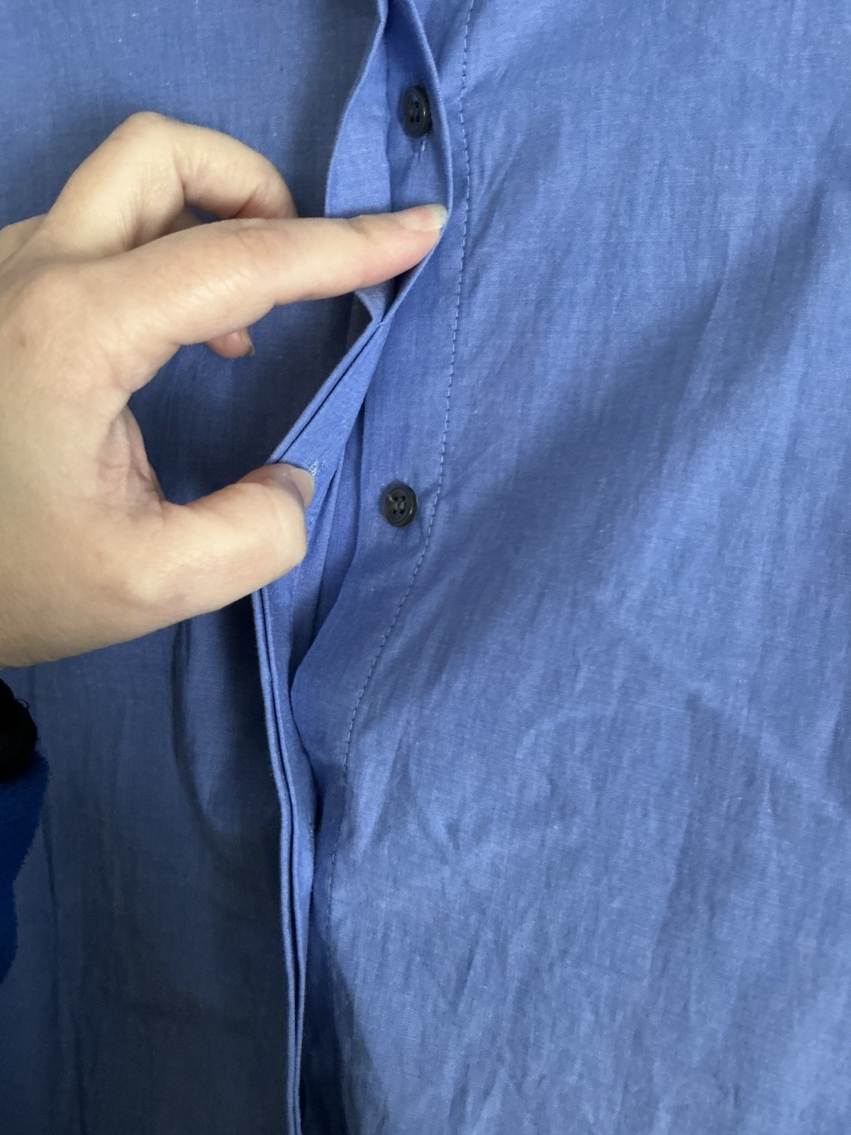 J.McLaughlin Sz Med Shirt Cotton Blue Stretch Button Front Collared Long Sleeve