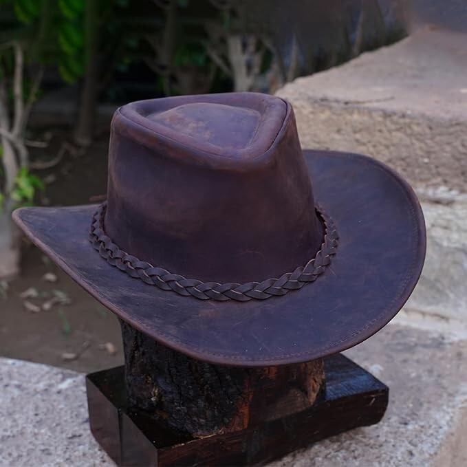 THUNDER Leather Cowboy Western Hat for Men and Women