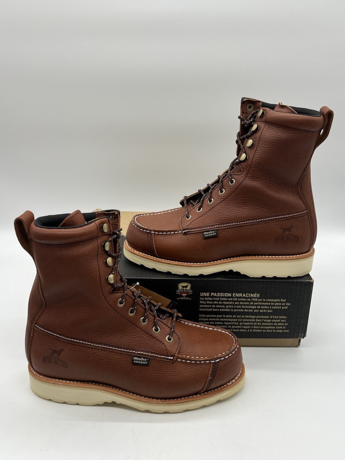 Irish Setter 894 Wingshooter 9-inch Men’s Sz 9 H Brown Leather Waterproof Boots.