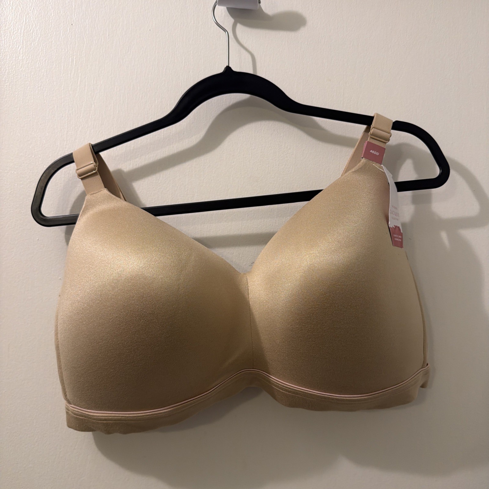 New Cacique Lightly Lined Full Coverage Bra Plus Sz 46DD Beige Nude NWT