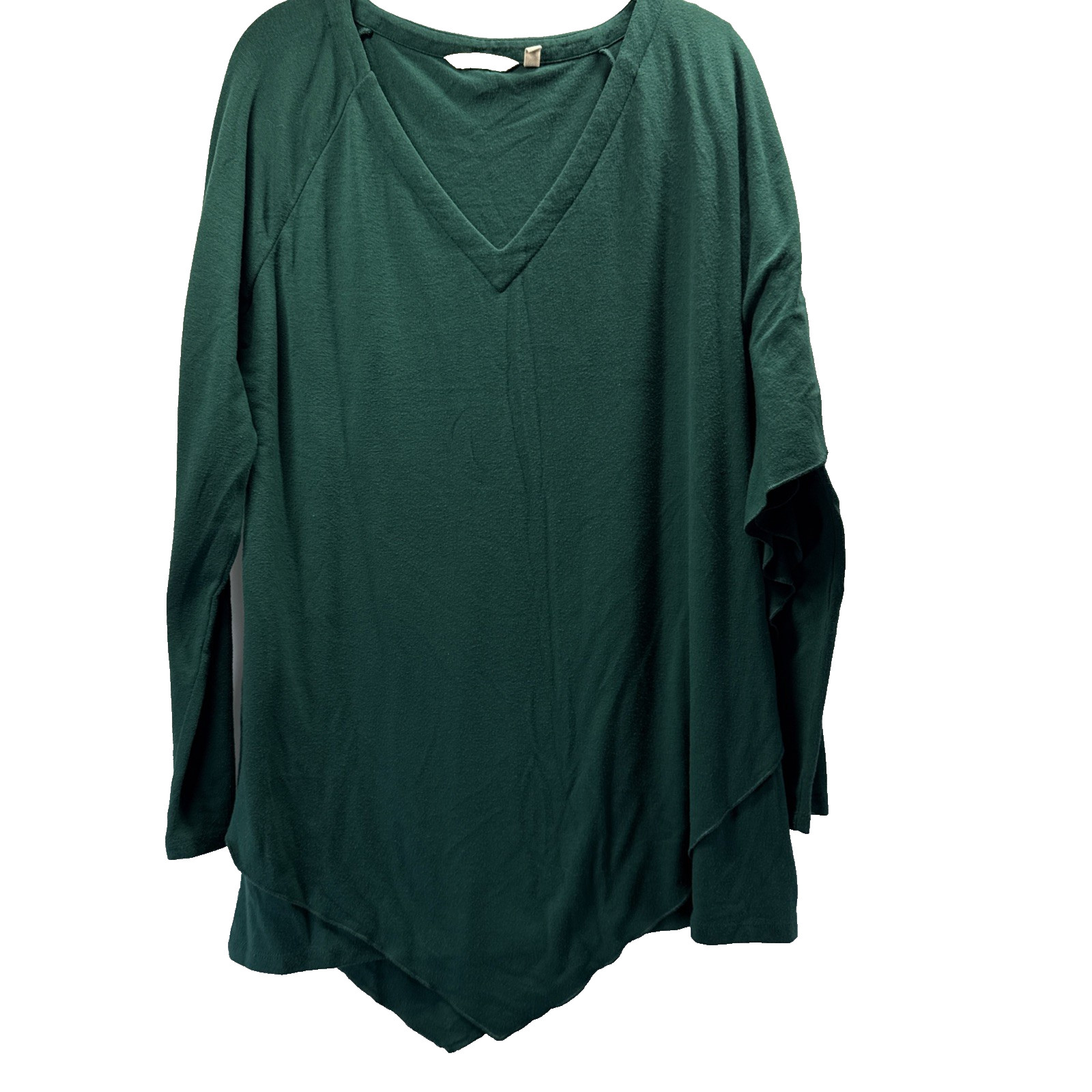 Soft Surroundings Women’s Tunic Top Size M Solid Green Asymmetrical Long Sleeves