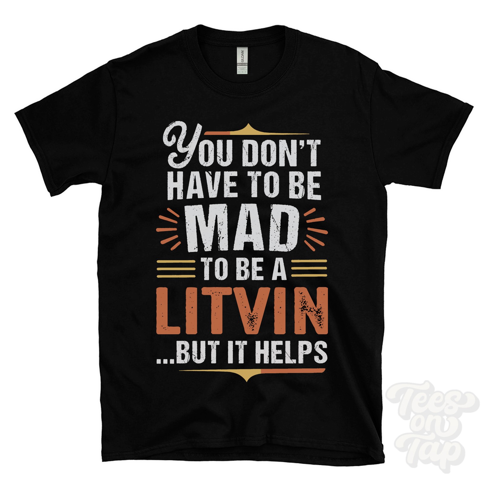 YOU DON’T HAVE TO BE MAD TO BE A LITVIN T-SHIRT surname family name funny gift