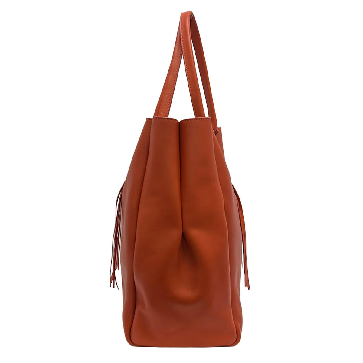 LANVIN Orange Leather Tote Bag