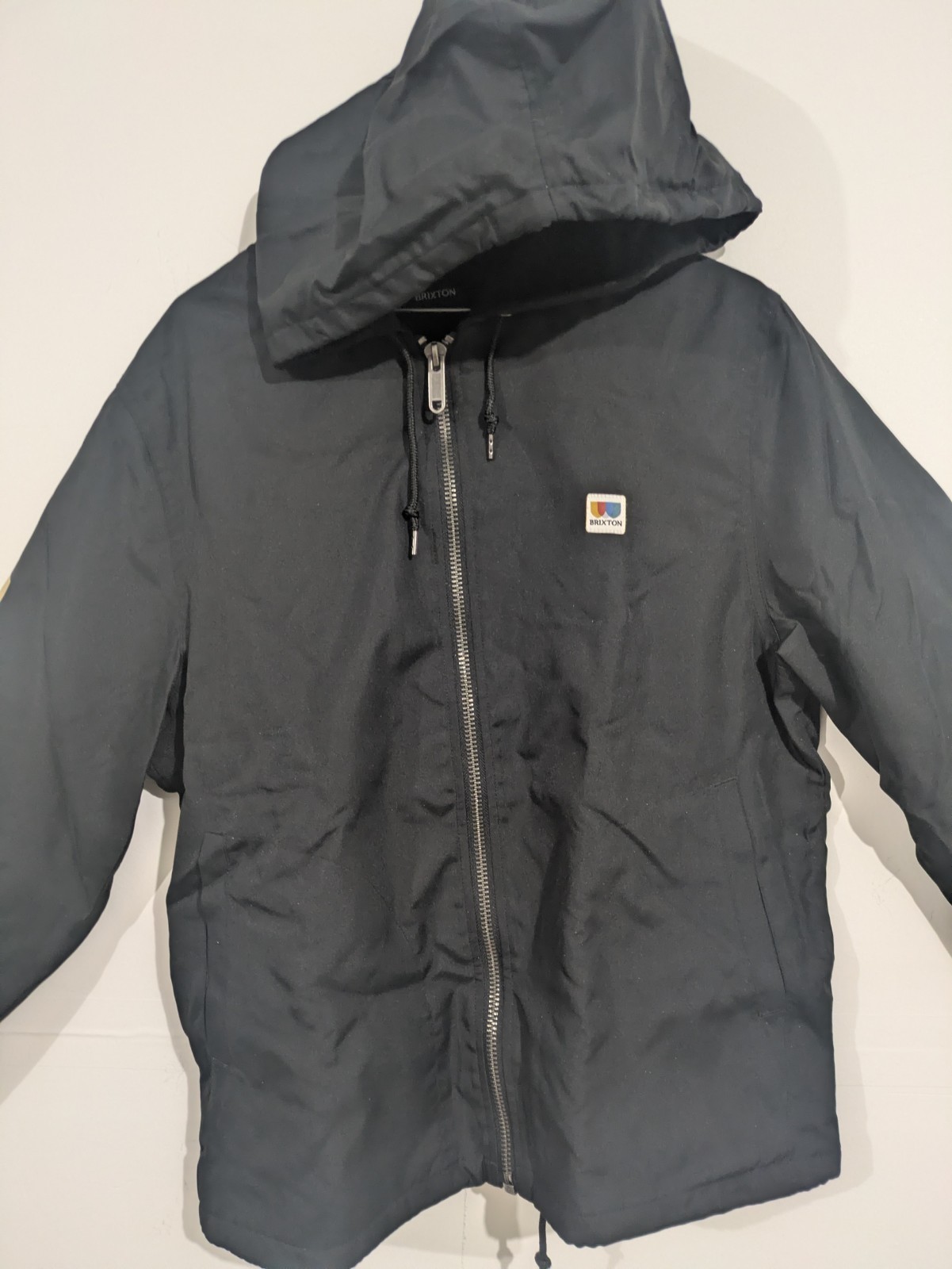 3013 Brixton Men’s Black Hooded Full Zip Solid Jacket Regular Size S