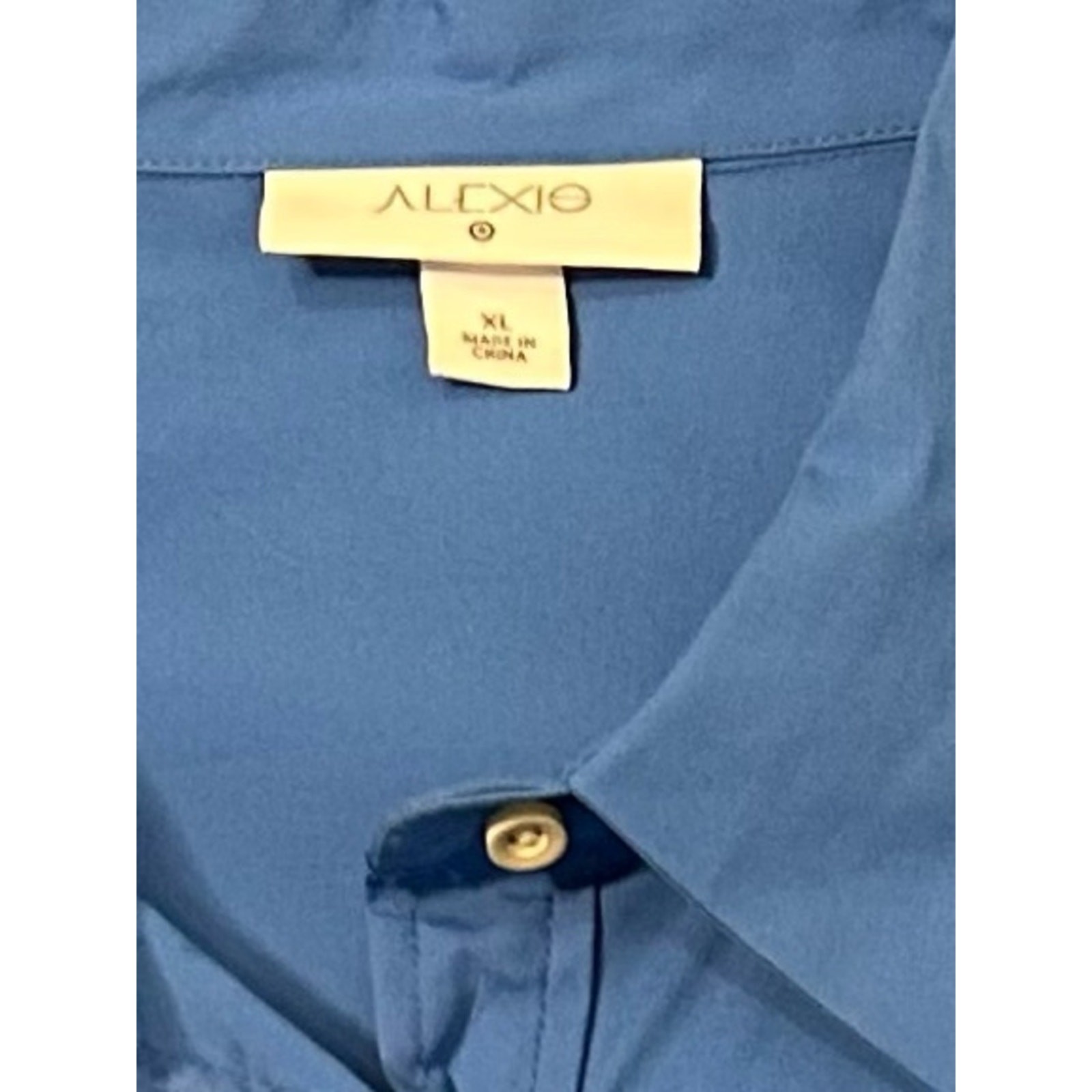 Alexis Dress Blue Short-Sleeve Button Front Fit-and-Flare Size XL Shirtdress