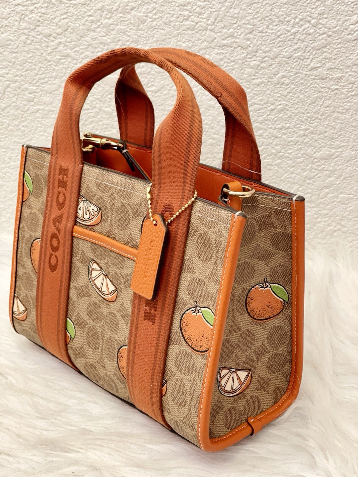 Coach Smith Tote Bag 24 In Signature Canvas With Orange Print CAR81 NWT Limited