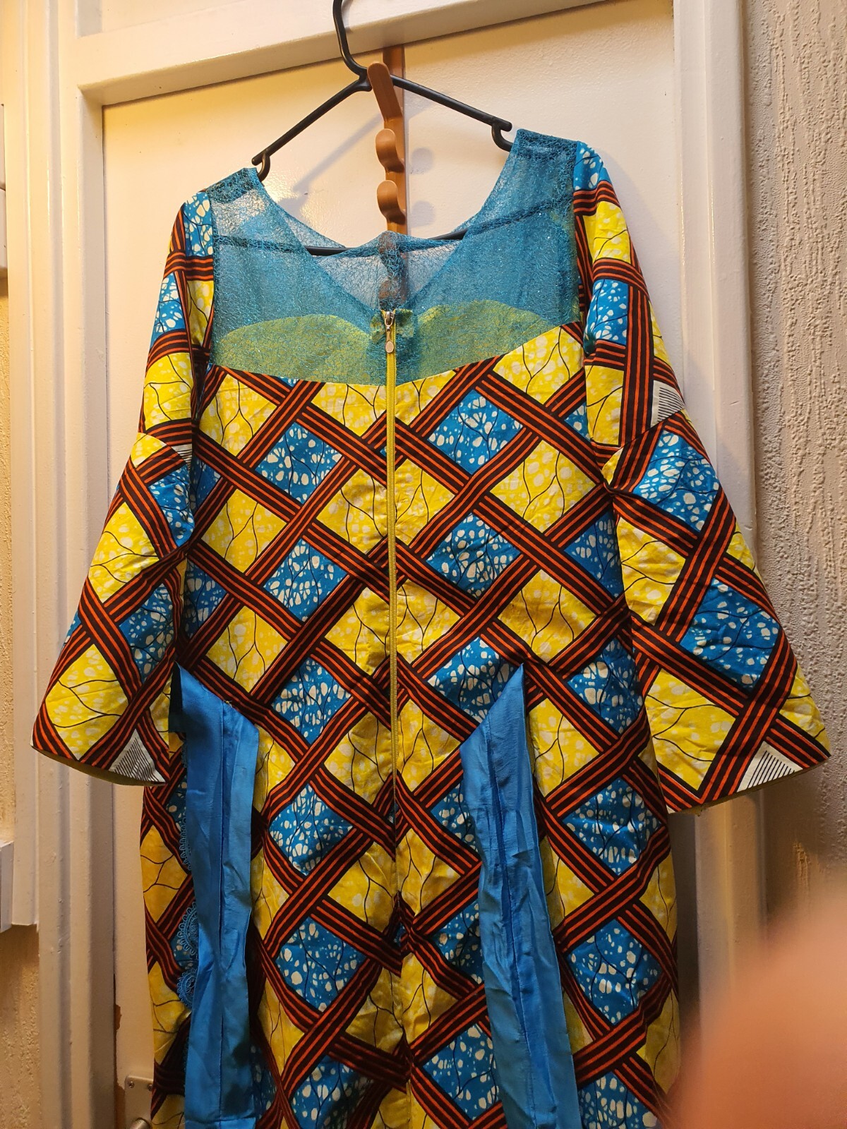 Julius Wax Ankara Wrapper Dress with ribbon to tie at the back. UK Size 16/18.