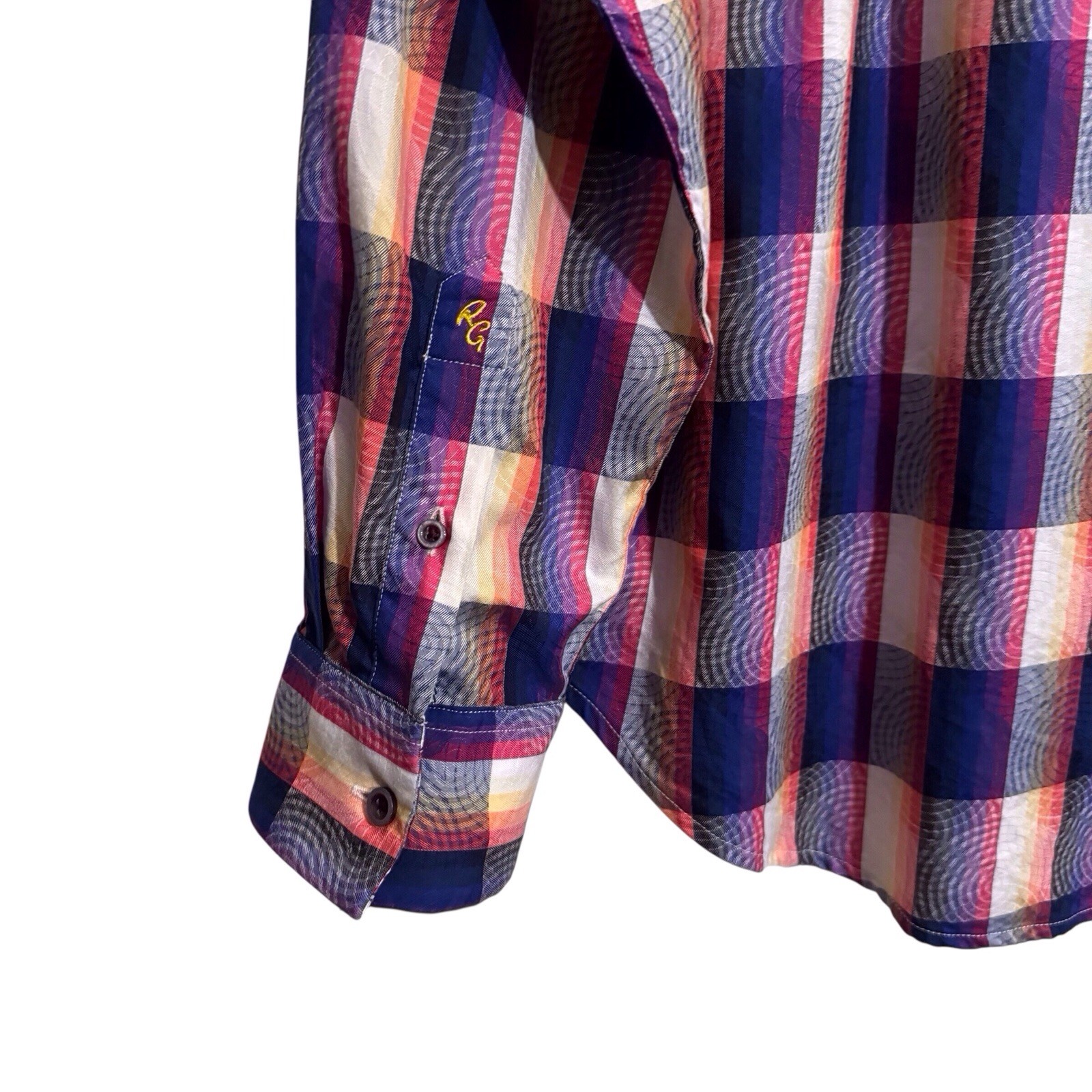 Robert Graham X-Large Button Up Shirt Flip Cuff Plaid Check Abstract Collared