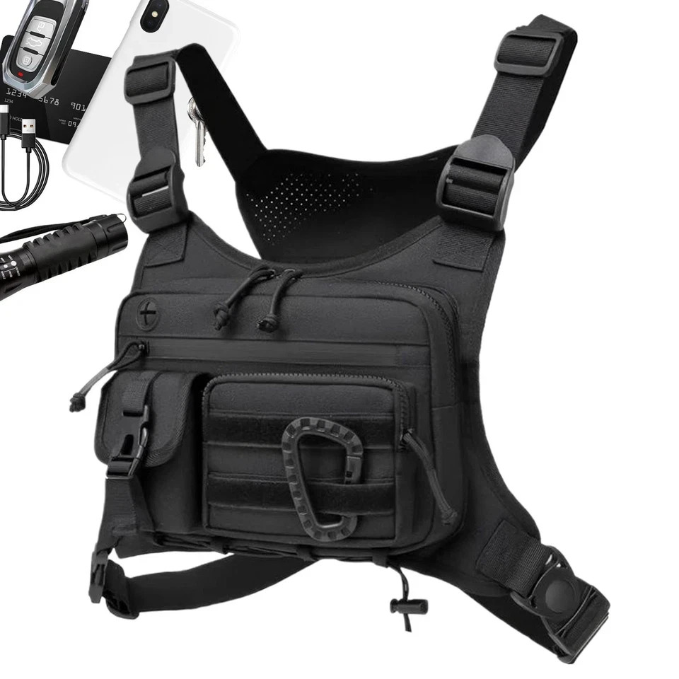 Sport Running Combat Chest Rig Bag Front Pouch Recon Kit Pack Protective Vest
