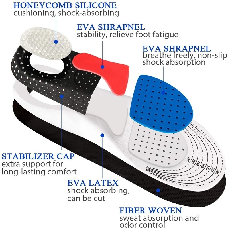 1Pair Orthopedic Insoles Memory Foam Cushion Gel Insole Silicone Arch Support Pa