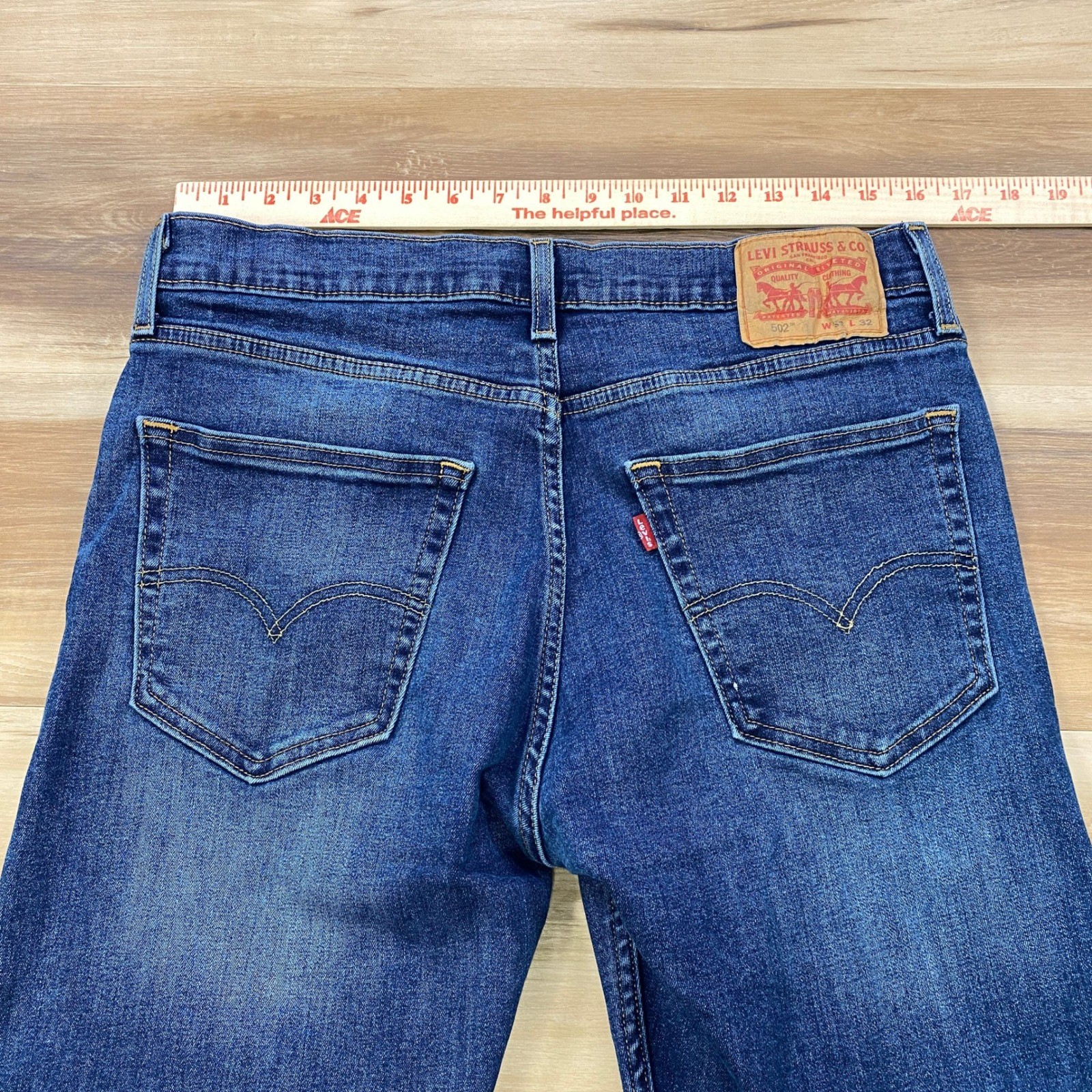 Levi’s 502 Taper Jeans Mens 32×32 Heritage Cotton Blend Regular Fit Blue Indigo