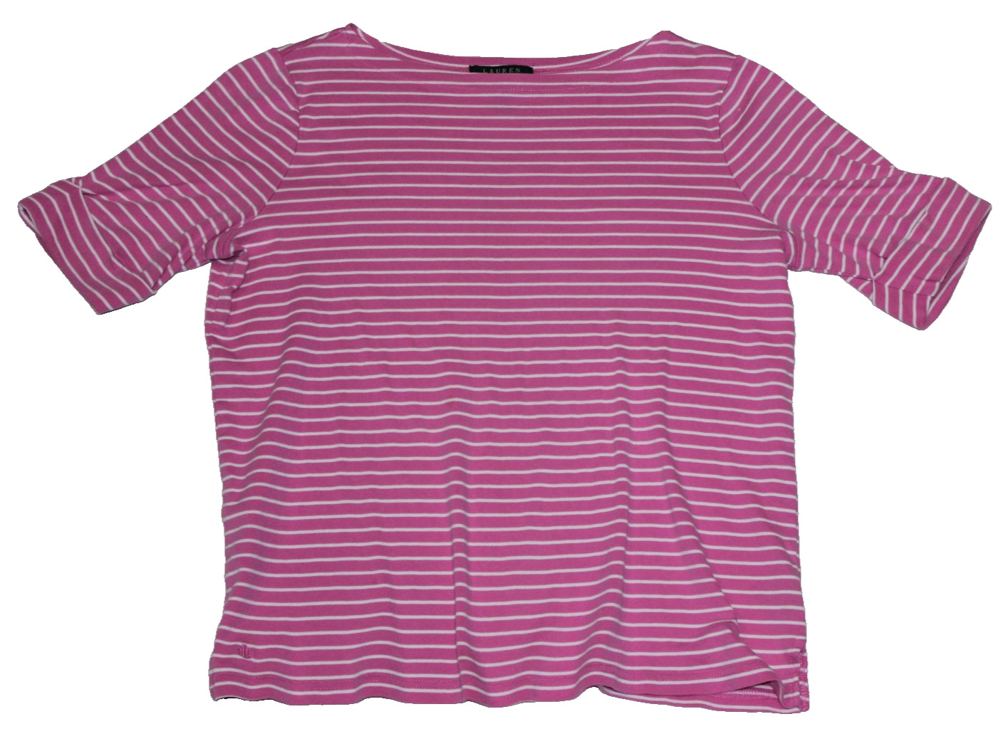 Lauren Ralph Lauren Blouse Women’s Size 1X Pink White Striped Short Sleeve VTG