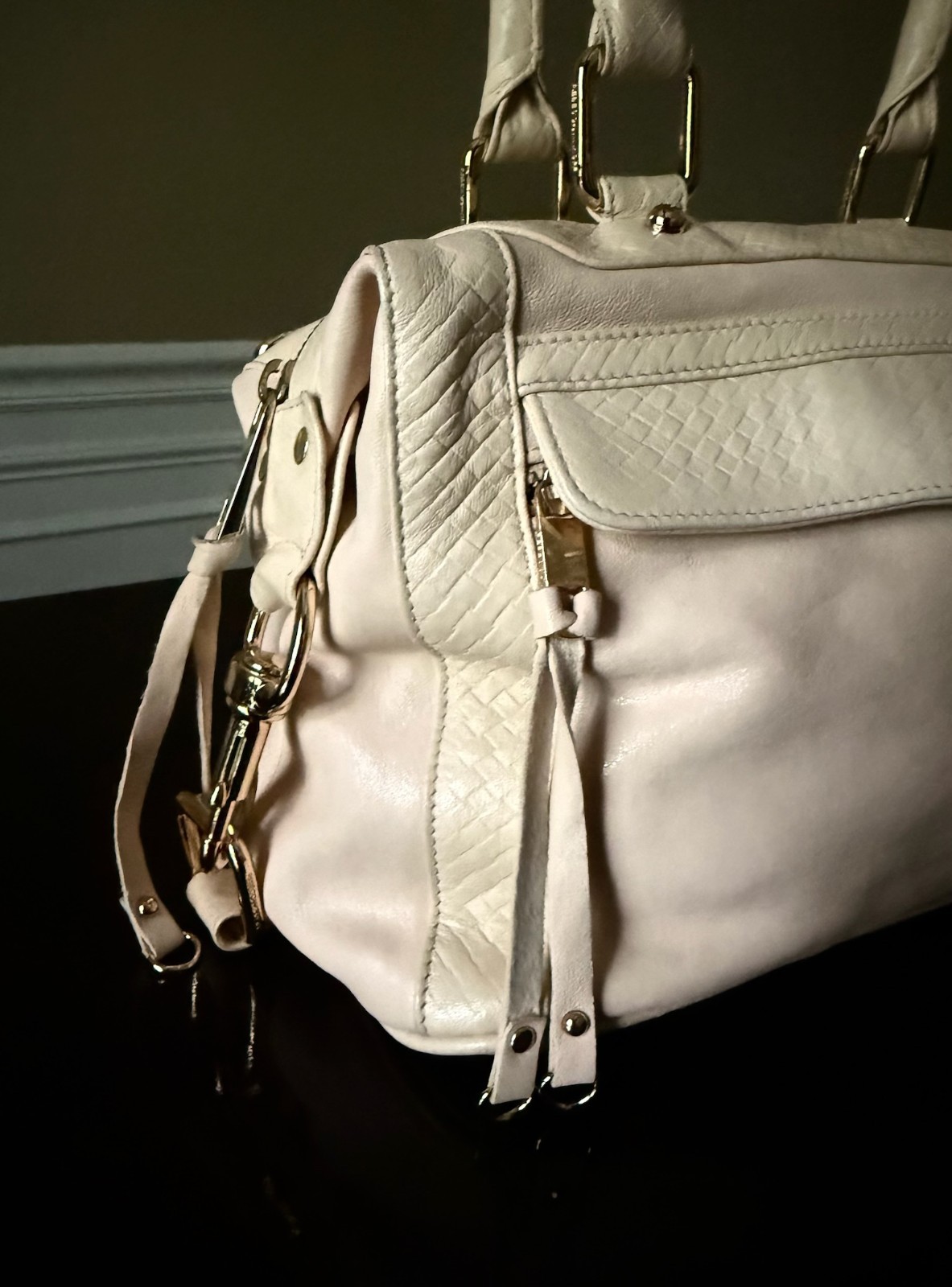 Rebecca Minkoff MAB Satchel Bag – Pale Yellow / Soft Buttercream